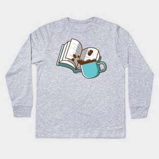 a book and a cup of coffee Kids Long Sleeve T-Shirt